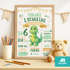 Kinder-Poster Einschulung 2026 Dinoaurier personalisiert mit Wunschname Hobbies Vorlieben Geschenkidee SpecialMe®preview