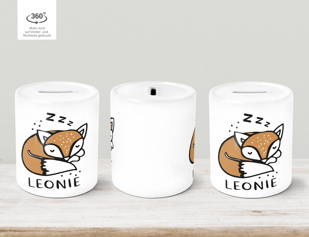 Personalisiertes Sparschwein Mit Namen – Keramik, Tiermotive (Fuchs, Pinguin, Panda), 9,5x8 Cm