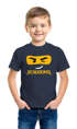Kinder T-Shirt Jungen Bausteine Gesicht Ninja Figur Einschulung 2026 Geschenk zur Einschulung 2026 Schulanfang Moonworks®preview
