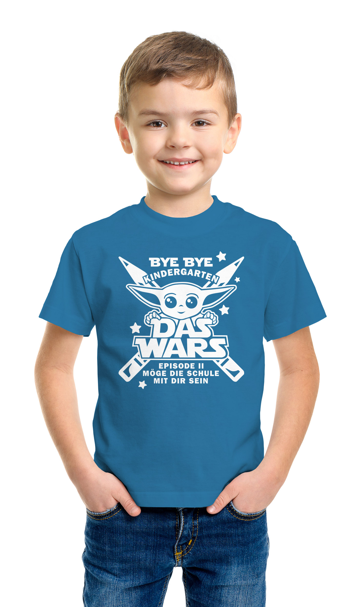 MoonWorks Kinder T-Shirt 'Bye Bye Kindergarten' – Einschulungsgeschenk, 100% Baumwolle