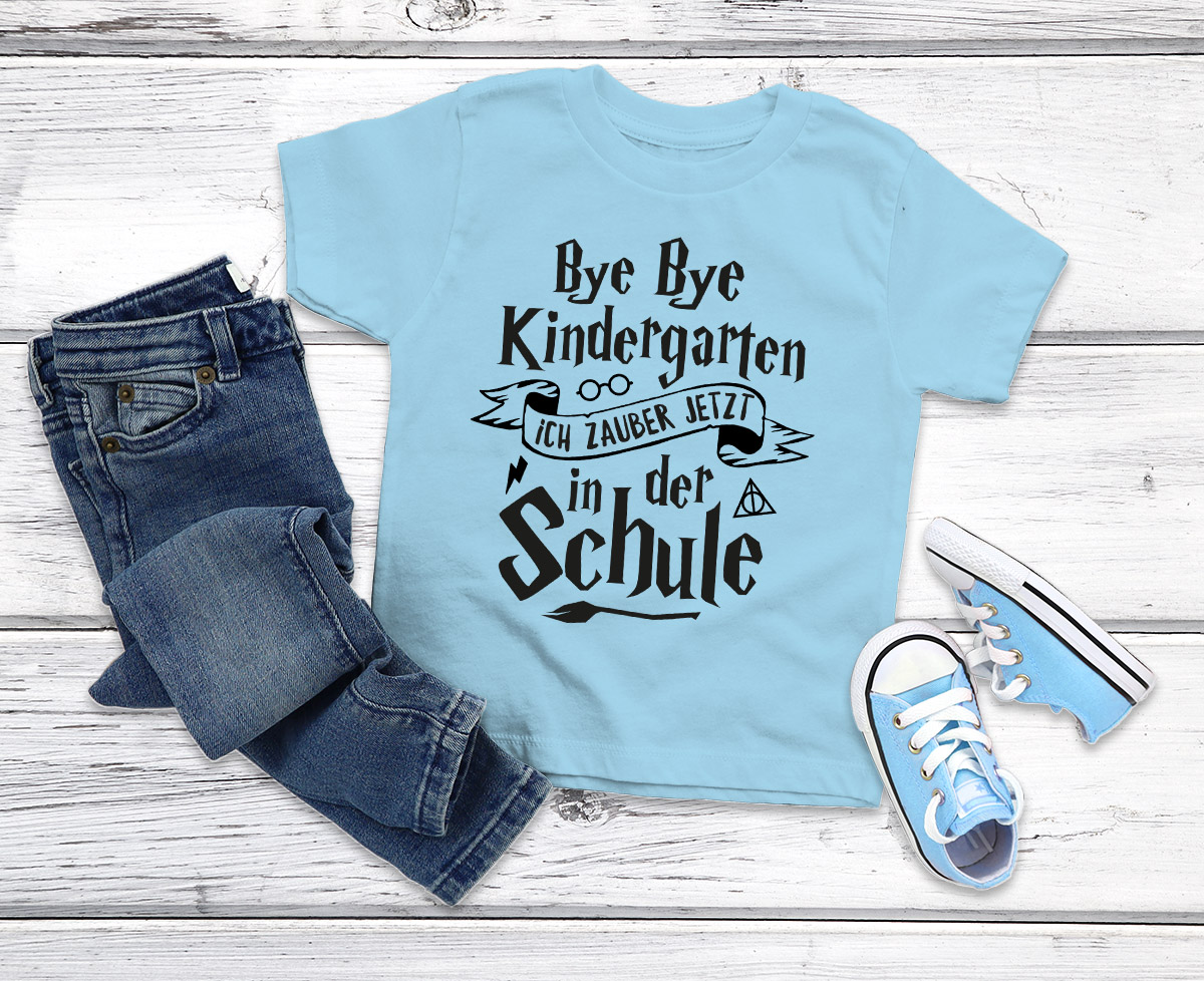 Kinder T-Shirt „Bye Bye Kindergarten“ – Jungen Shirt Zur Einschulung 2025, 100% Baumwolle