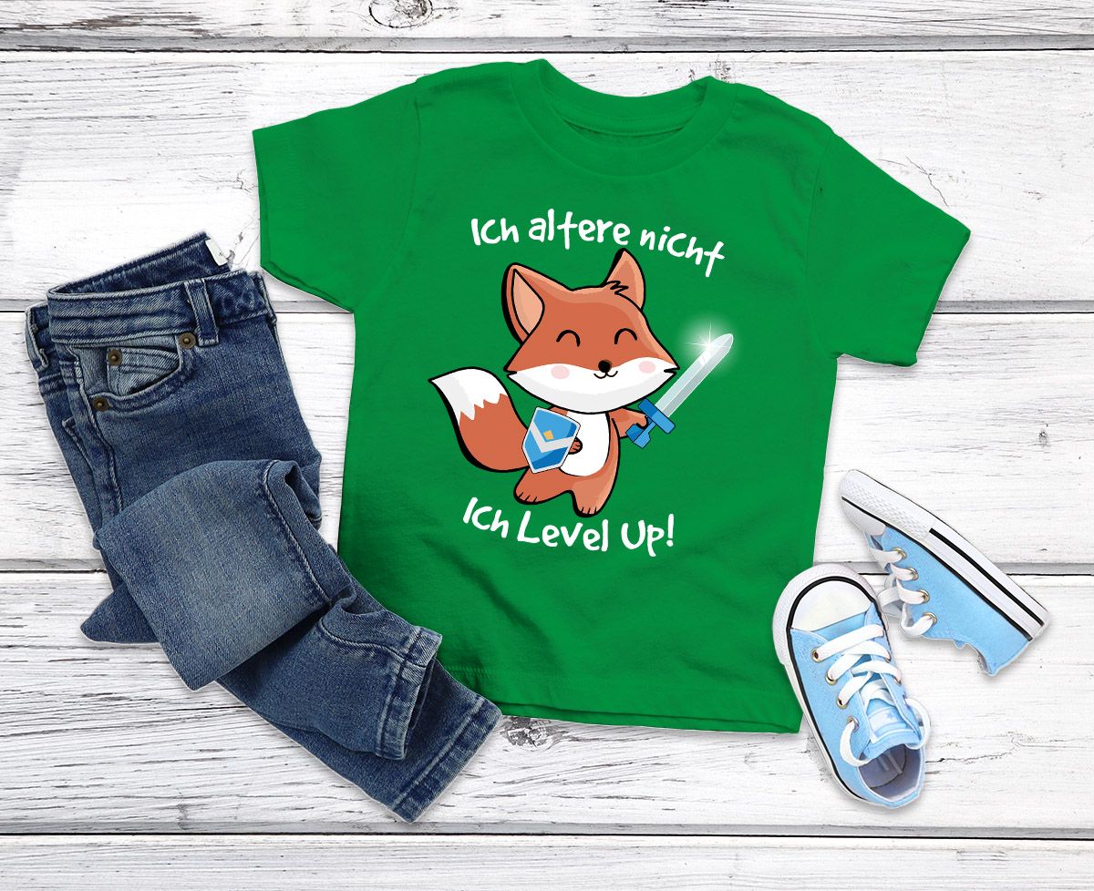 Kinder T-Shirt Jungen Fuchs Spruch lustig ich altere nicht ich level up  Zocken | eBay