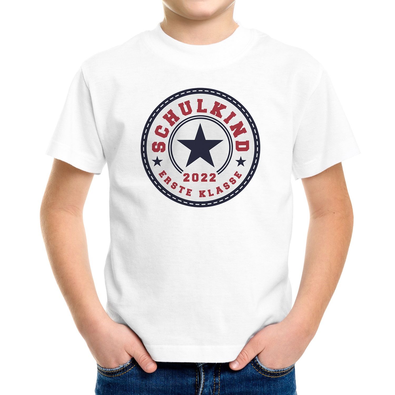 Kinder T-Shirt Jungen Schulkind 2022 erste Klasse Stern Geschenk zur Einschulung Schulanfang Moonworks®