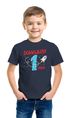 Kinder T-Shirt Jungen Schulkind Rakete Zahl 1 Geschenk zur Einschulung 2025 Schulanfang Moonworks®preview