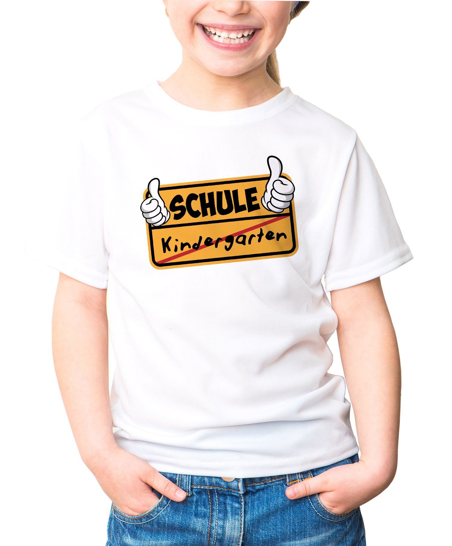 Schulanfan Kinder T-Shirt Modell "Tschüss Kindergarten!" Geschenk Einschulung 
