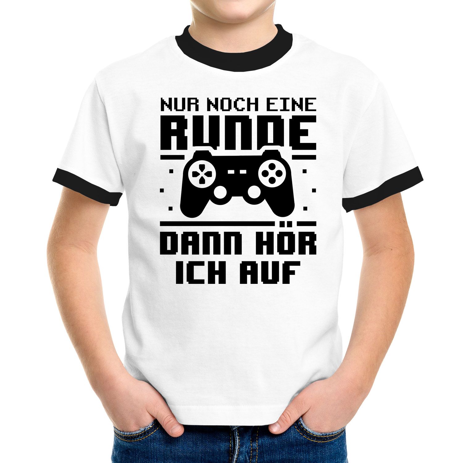 Kinder T-Shirt Nur noch eine Jungen Gamer Geschenk für Runde Akowi Spruch lustig Moonworks® Zocker 