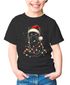 Kinder T-Shirt Weihnachten Katze mit Weihnachtsmütze Lustig Weihnachtsoutfit Mädchen Moonworks®preview