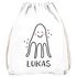 Kinder Turnbeutel personalisiert mit Name Octopus lustige Unterwassertiere-Tiere Strichzeichung  Namensaufdruck SpecialMe®preview