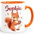 Kindertasse Eichhörnchen Tiermotive personalisierte Namenstasse Keramik für Kinder Jungen Mädchen Namensgeschenke SpecialMe®preview