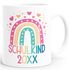 Kindertasse Kunststoff Einschulung 2025 Schulkind Regenbogen Herzen personalisierbar mit Jahreszahl für Kinder Jungen Mädchen SpecialMe®preview