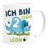 Kindertasse Kunststoff, personalisierte Namenstasse Dino Triceratops Geburtstag Ich bin schon 1 2 SpecialMe®preview