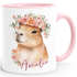 Kindertasse personalisiert mit Name Capybara Blumenkranz Wasserschwein Aufdruck für Kinder Mädchen SpecialMe®preview