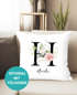 Kissen-Bezug Buchstabe personalisierbar Initiale Monogramm Rosen-Blüten persönliche Geschenke mit Name SpecialMe®preview