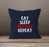 Kissen-Bezug Eat sleep Netflix repeat Kissen-Hülle Deko-Kissen Baumwolle MoonWorks®preview