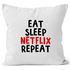 Kissen-Bezug Eat sleep Netflix repeat Kissen-Hülle Deko-Kissen Baumwolle MoonWorks®preview