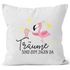 Kissen-Bezug Flamingo Träume sind zu jagen da Kissen-Hülle Deko-Kissen Baumwolle MoonWorks®preview