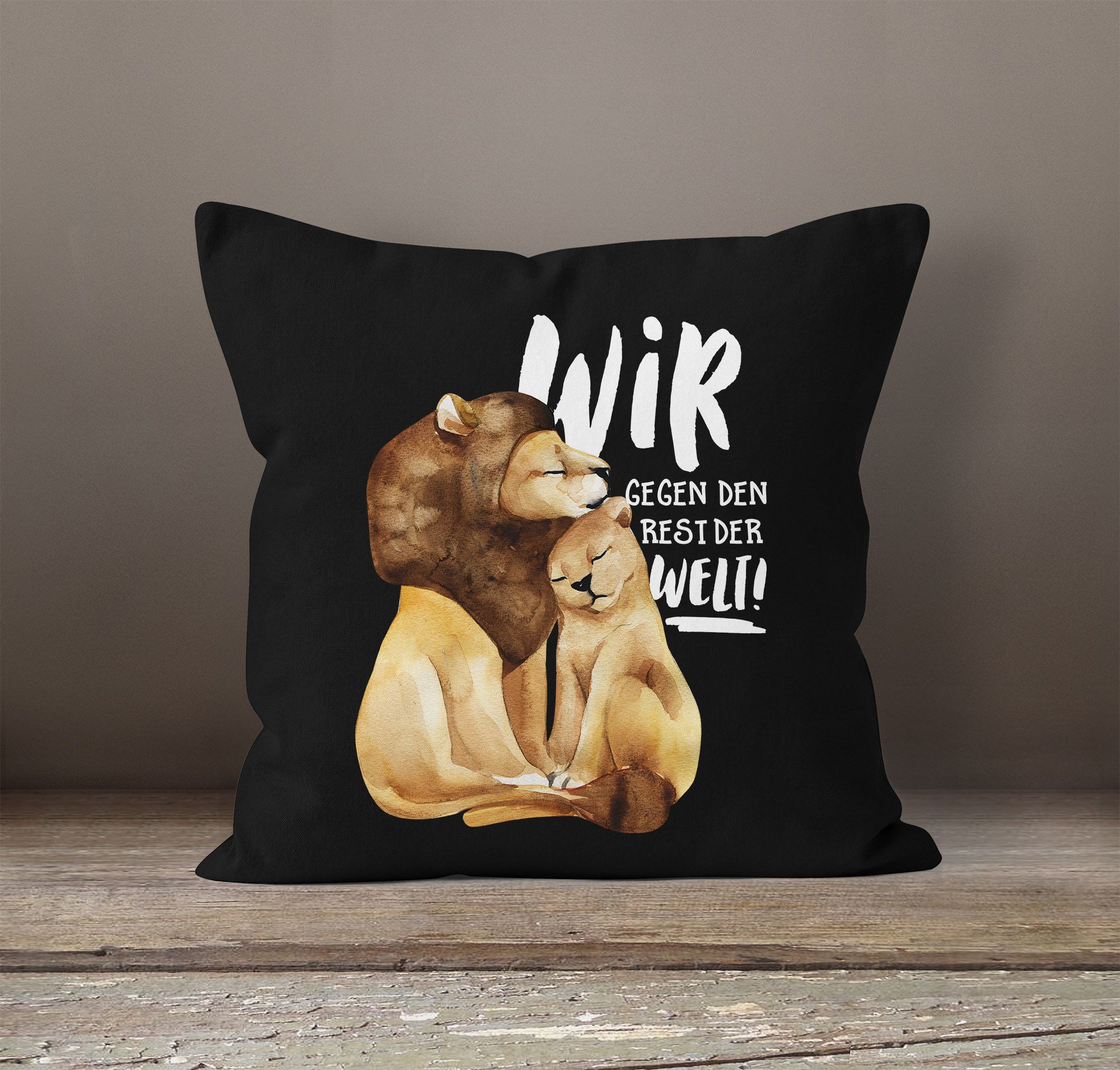 KissenBezug Liebe Geschenk Wir gegen den Rest der Welt Spruch Löwe