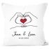 Kissen-Bezug Liebe personalisiert mit Namen und Datum Motiv Hände Herz Geschenk Jahrestag Partner Mann Frau SpecialMe®preview