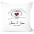Kissen-Bezug Liebe personalisiert mit Namen und Datum Motiv Hände Herz Geschenk Jahrestag Partner Mann Frau SpecialMe®preview