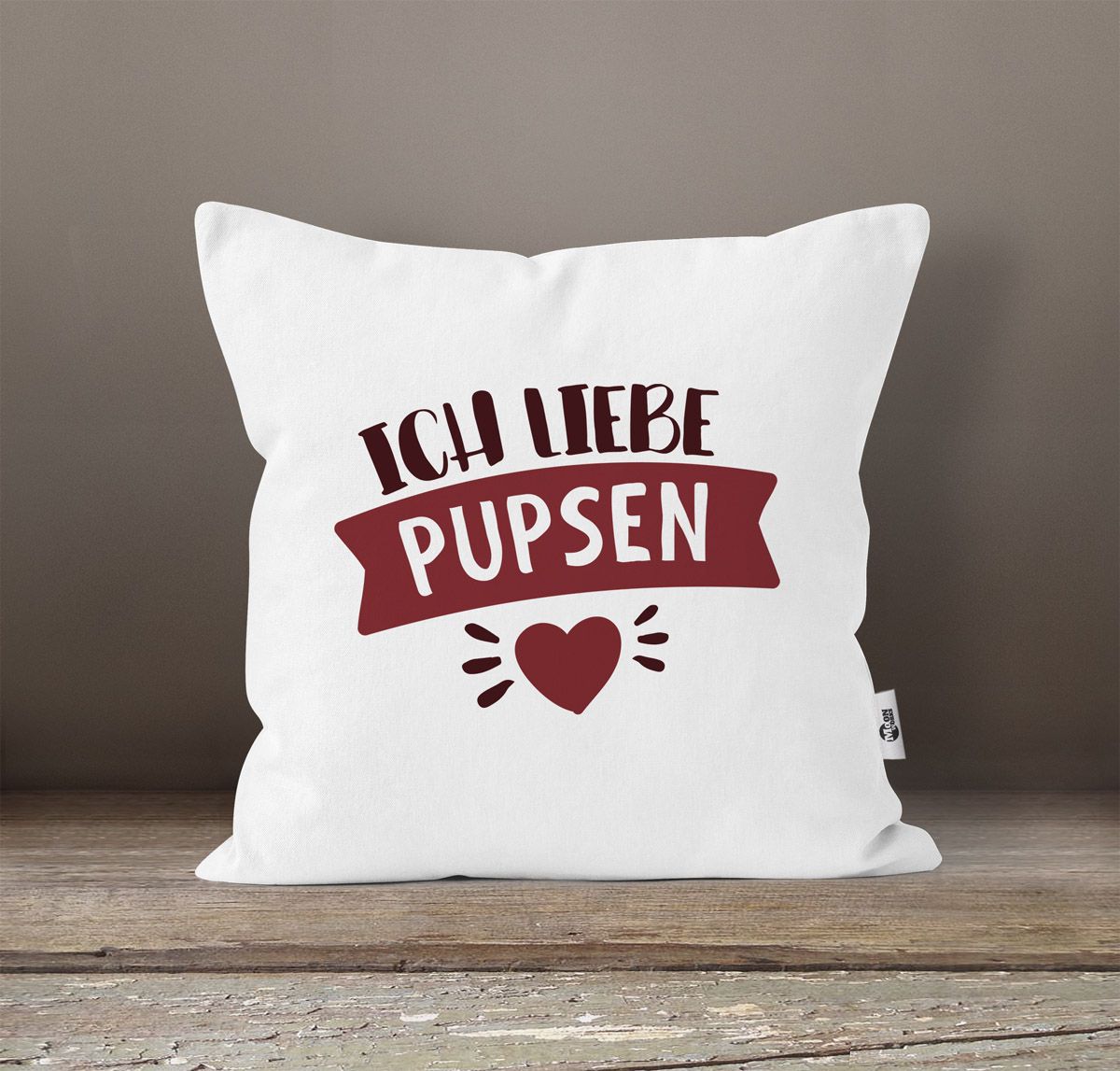 Kissen-Bezug lustiger Spruch Ich liebe pupsen und dich personalisierbares Motiv