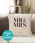 Kissen-Bezug personalisiert Hochzeit mit Namen und Datum Schriftzug Mr und Mrs Hochzeitsgeschenk Kissenhülle SpecialMe®preview