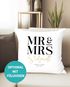 Kissen-Bezug personalisiert Hochzeit mit Namen und Datum Schriftzug Mr und Mrs Hochzeitsgeschenk Kissenhülle SpecialMe®preview