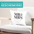 Kissen-Bezug personalisiert Hochzeit mit Namen und Datum Schriftzug Mr und Mrs Hochzeitsgeschenk Kissenhülle SpecialMe®preview