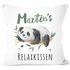 Kissen-Bezug Relax Panda personalisierbar mit Namen personalisierte Geschenke Dekokissen SpecialMe®preview