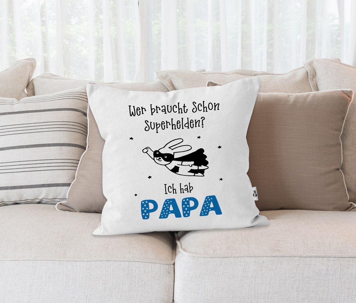 KissenBezug Wer braucht schon Superhelden ich hab Mama Papa Opa Oma
