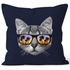 Kissenbezug Katze mit Sonnenbrille Kissen-Hülle 40x40 Baumwolle Moonworks®preview