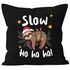 Kissenbezug Weihnachten Faultier Slow Ho Ho Geschenkidee Schlafen Kissenhülle Baumwolle Weihnachtsdeko Moonworks®preview