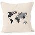 Kissenbezug Weltkarte Wasserfarben Watercolor World Map Kissen-Hülle Deko-Kissen Baumwolle Autiga®preview