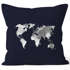 Kissenbezug Weltkarte Wasserfarben Watercolor World Map Kissen-Hülle Deko-Kissen Baumwolle Autiga®preview