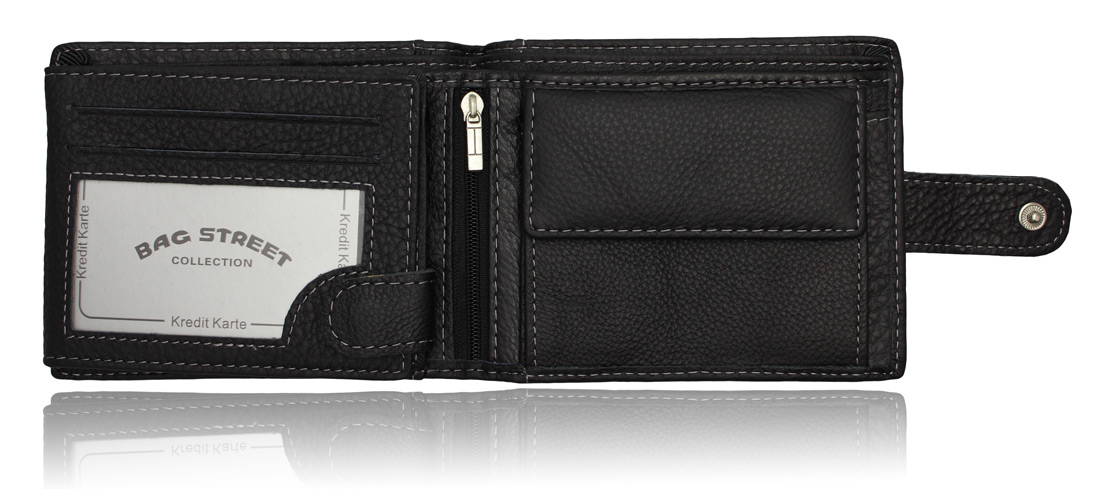Herren-Geldbörse Aus Rindleder – Rustikales Design Mit Münzfach & Reißverschluss (12,5 X 9,5 Cm, Grau)