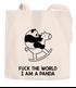 Lustige Einkaufstasche mit witzigem Panda-Baby auf Schaukelpferd Motiv und Spruch Fuck the world I'm a panda Moonworks®preview