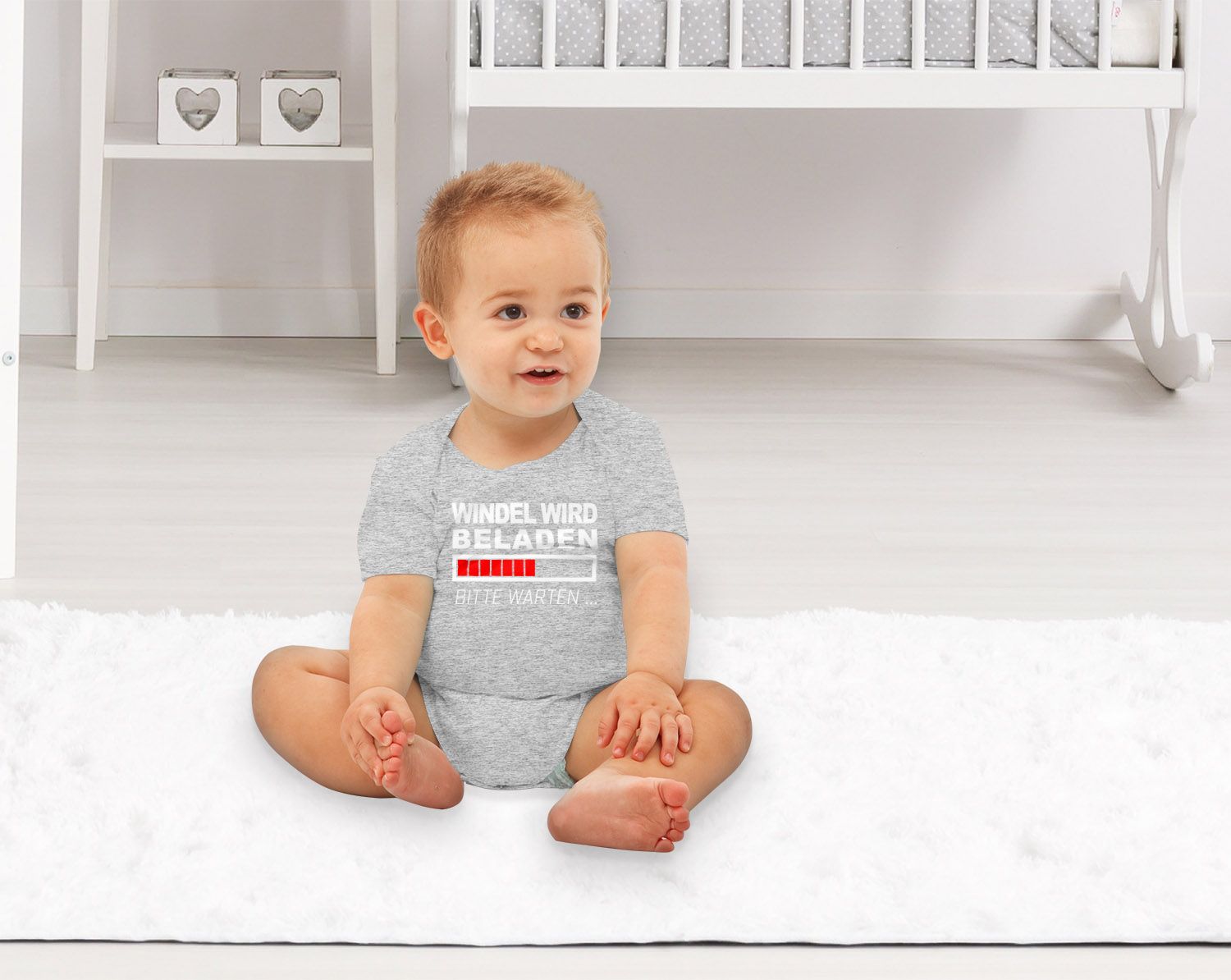 MoonWorks lustiger Baby-Body Windel Wird beladen Bio-Baumwolle Kurzarm Aufdruck