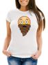 Lustiges Damen Fun T-Shirt Emoticon Bart Kackhaufen Glitzer Slim Fit Moonworks®preview