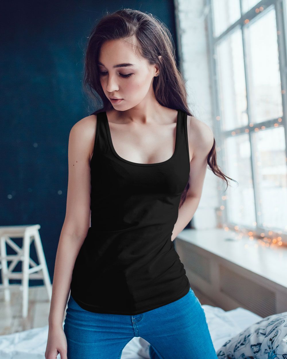 Neverless® Damen TankTop Racerback Baumwolle unifarben Akowi