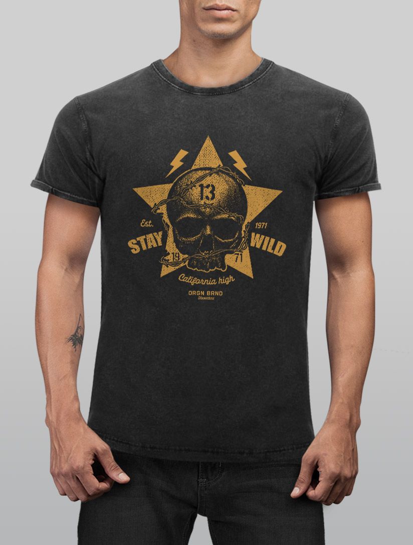 Kaufe Street Fashion T-Shirt Totenkopf-Muster mit Tattoo-Effekt