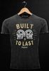 Neverless® Herren T-Shirt Vintage Shirt Printshirt Totenkopf Print Built to last Schriftzug Rocker Biker Racing Design Aufdruck Used Look Slim Fitpreview