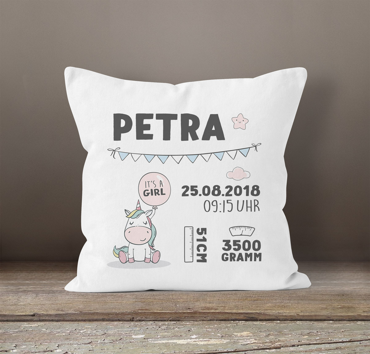 Personalisiertes Baby Schutzengel LED Nachtlicht – Holz-Lampe Mit Namen, Ca. 55 X 35 Cm