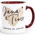 personalisierte Kaffee-Tasse Herz mit Namen und Datum Geschenk Hochzeit Hochzeitstag Jahrestag SpecialMe®preview