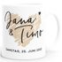 personalisierte Kaffee-Tasse Herz mit Namen und Datum Geschenk Hochzeit Hochzeitstag Jahrestag SpecialMe®preview