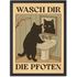 Poster Bilder Badezimmer Katze Wasch dir die Pfoten Wand-Deko Bad WC lustige Sprüche Digitaldruck | DIN A5, A4, A3 MoonWorks®preview
