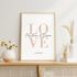 Poster Hochzeit Schriftzug Love personalisiert mit Wunschnamen und Hochzeitsdatum Geschenk für Brautpaar SpecialMe®preview