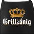 Premium Grill-Schürze für Männer bedruckt Aufschrift Grillkönig Krone Baumwolle Moonworks®preview