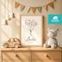 SpecialMe® Baby Poster mit Geburtsdaten personalisiert - Geburtsposter mit Name & Datum – Wandbild zur Geburt – Geschenk zur Geburt & Babyzimmer-Deko – Motiv Blumepreview