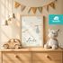 SpecialMe® Baby Poster mit Storch personalisiert | Geburtsposter mit Name & Datum | Geschenk zur Geburt | Wanddeko Babyzimmerpreview