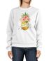 Sweatshirt Damen Ananas Tropical Design Schriftzug Aloha Hawaii tropische Blüten Rundhals-Pullover Pulli Sweater Neverless®preview