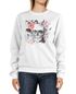 Sweatshirt Damen Totenkopf Blumen Boho Design Print Flower Skull Rundhals-Pullover Pulli Sweater Neverless®preview